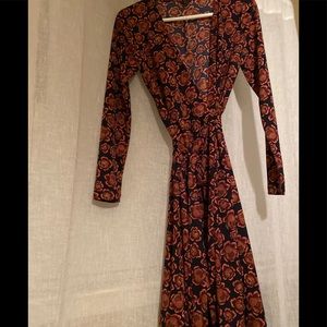 Navy floral wrap dress